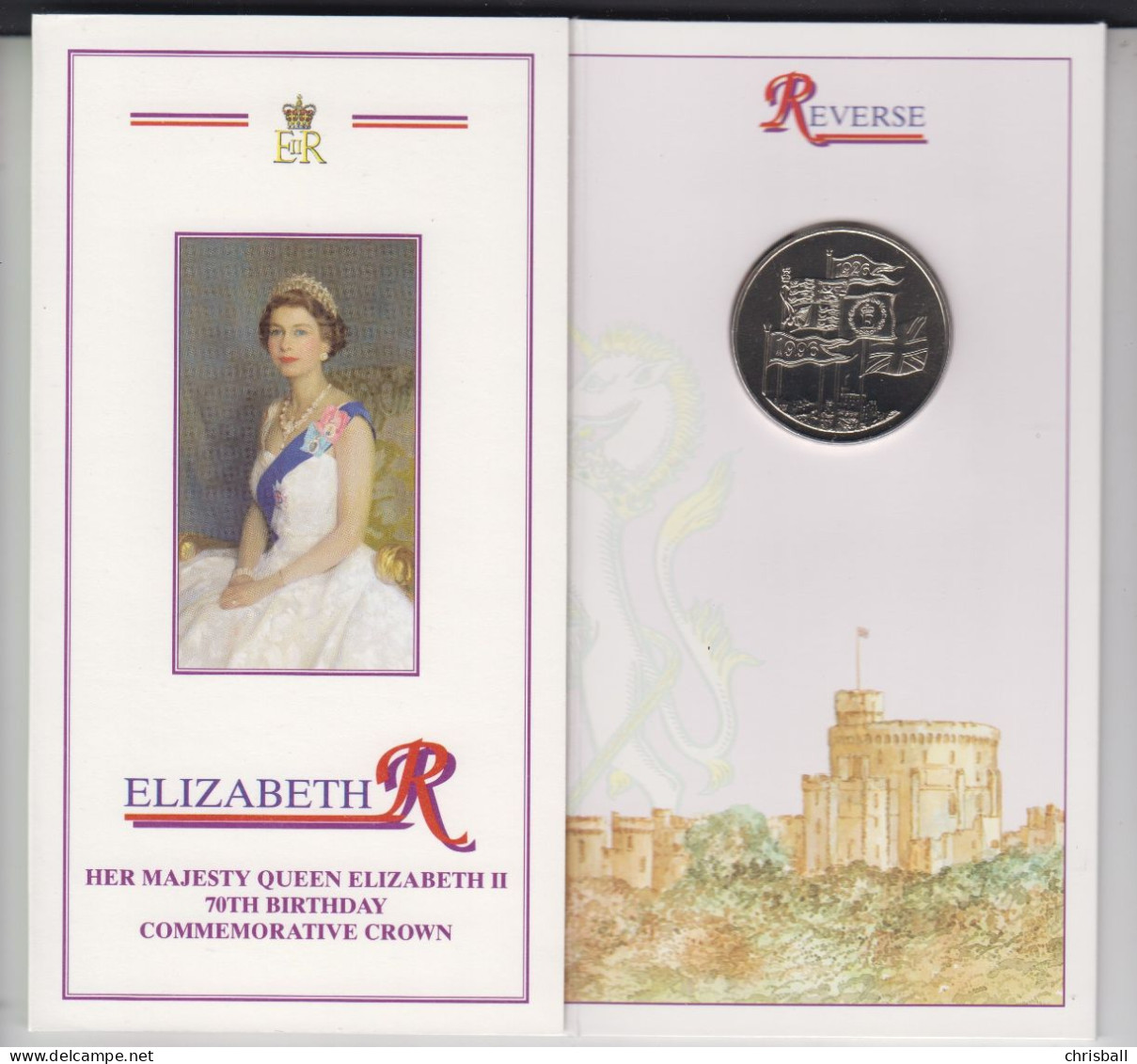 UK 1996 Queen Elizabeth 70th Birthday  Five Pound  - UNC Coin In Pack - 5 Pounds