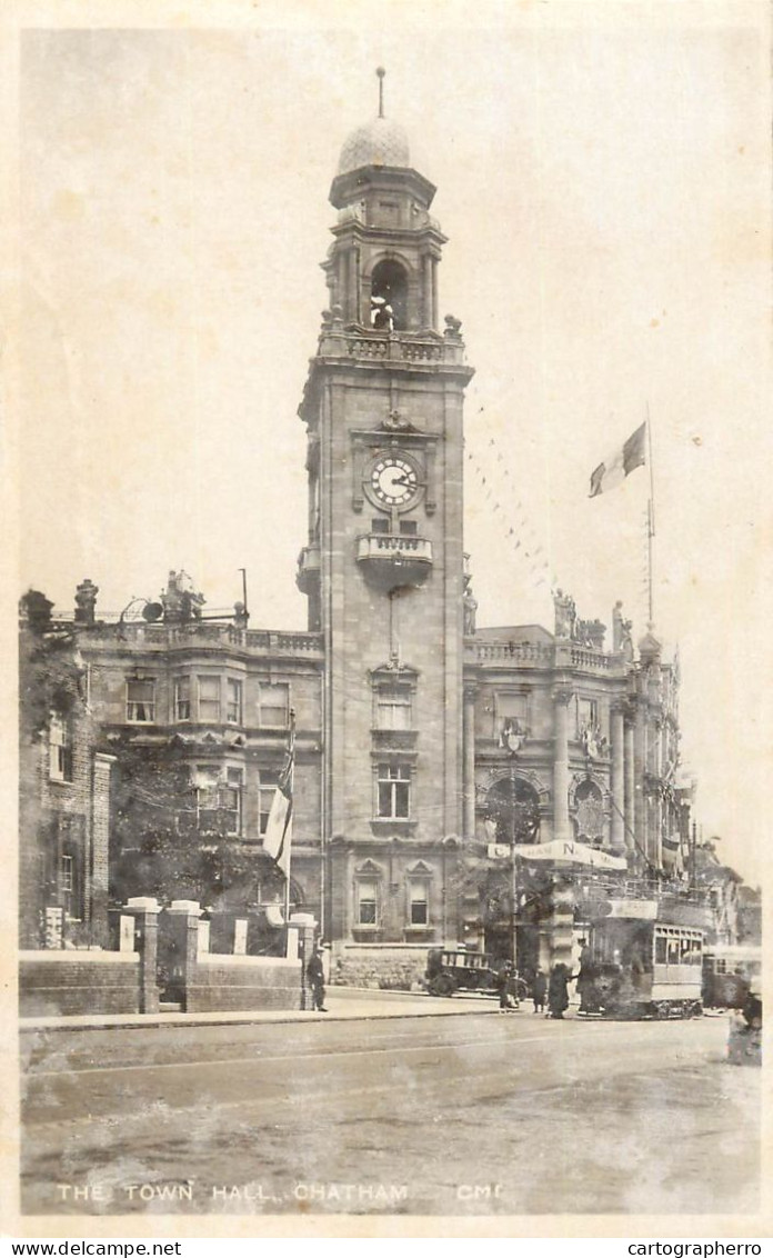 Town Hall Chatham Tram Real Photo Postcard - Other & Unclassified