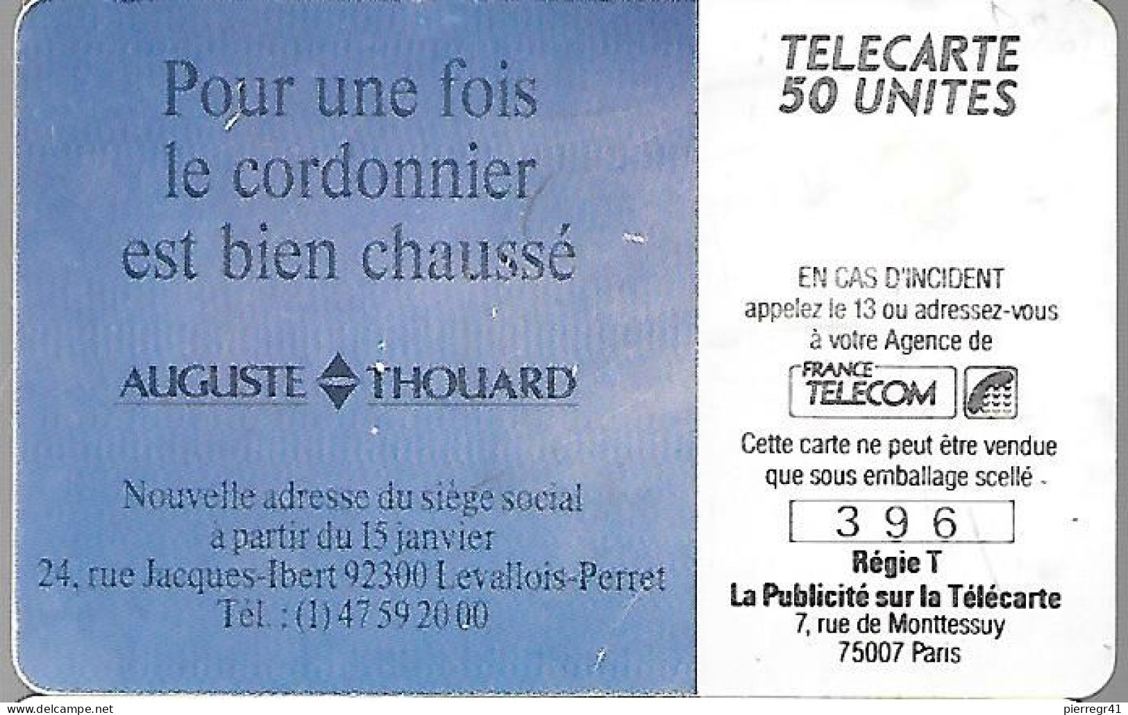 CARTE-PRIVEE-D 202-1989-SO2-THOUARD-UTILISE-BE-2 Impacts Sur Le R° - Privadas