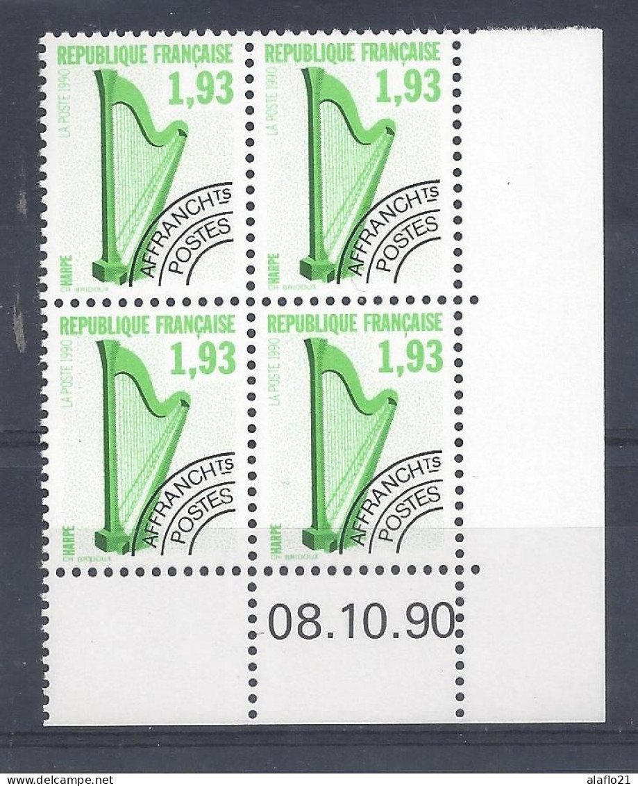 PREOBLITERE N° 210 - HARPE - BLOC De 4 COIN DATE - NEUF SANS CHARNIERE - 8/10/90 - Precancels