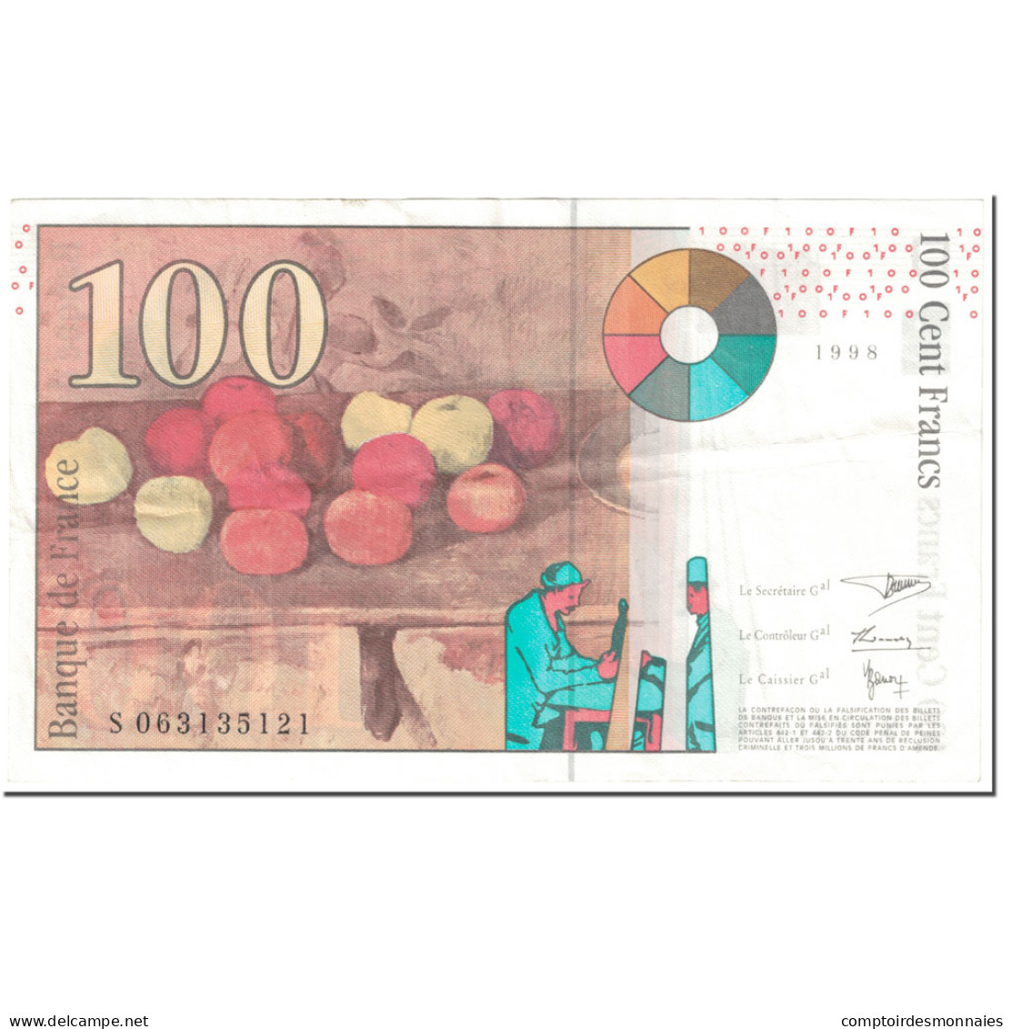 France, 100 Francs, Cézanne, 1998, Undated (1998), SUP, Fayette:74.2, KM:158a - 100 F 1997-1998 ''Cézanne''