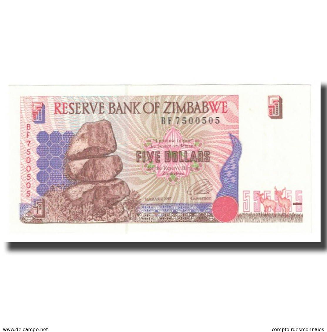 Billet, Zimbabwe, 5 Dollars, 1997, KM:5a, NEUF - Zimbabwe