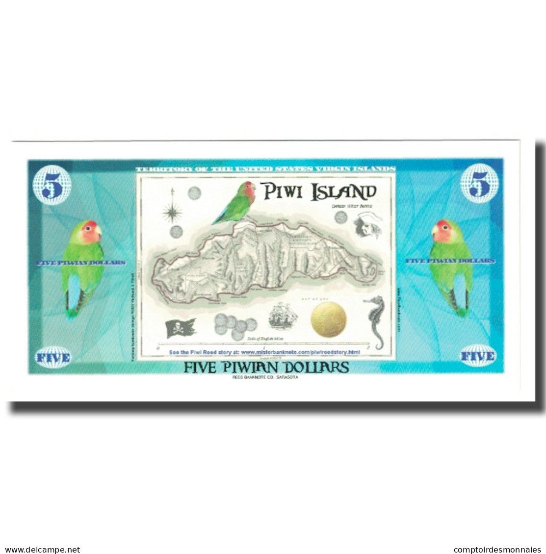Billet, États-Unis, 5 Dollars, 2017, 2017-12-25, PIWI ISLAND, NEUF - Da Identificare