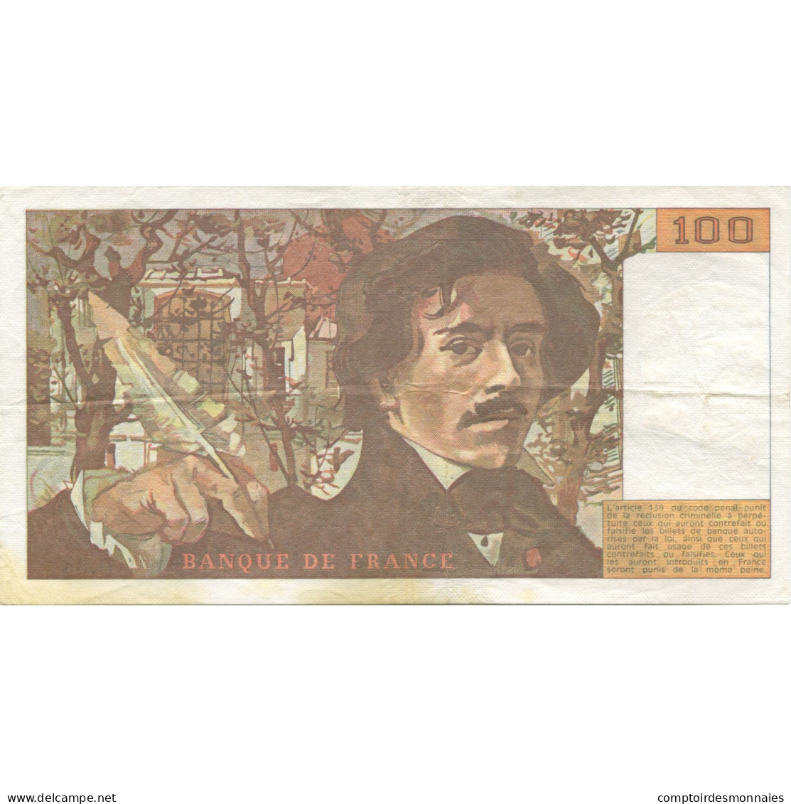 France, 100 Francs, Delacroix, 1985, SUP, Fayette:69.9, KM:154b - 100 F 1978-1995 ''Delacroix''