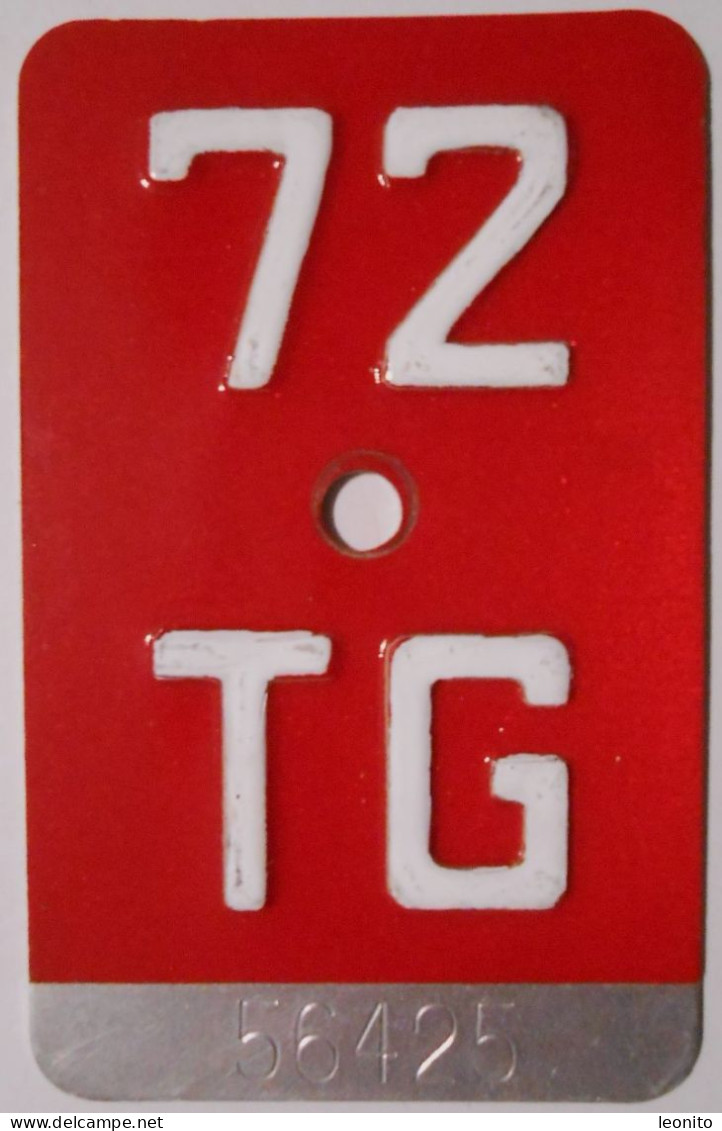 Velonummer Thurgau TG 72 - Number Plates