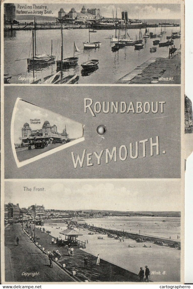 Roundabout Weymouth Mechanical Multi Views Wheel Rare Postcard - Weymouth