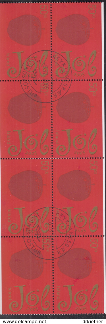 ISLAND  1113, Teil-Markenheftchen (4 X Do/Du), Gestempelt, Weihnachten, 2005 - Booklets