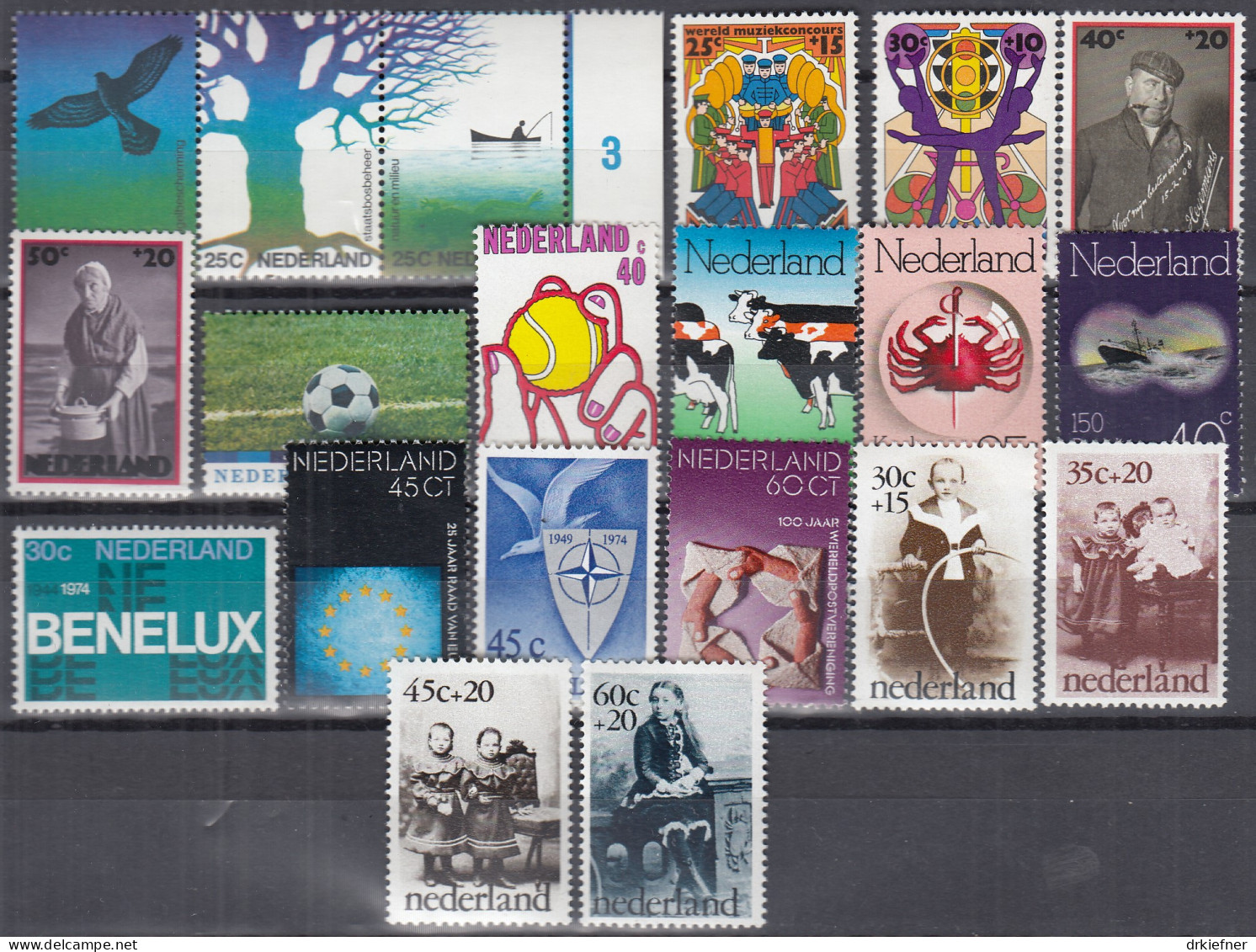 NIEDERLANDE  Jahrgang 1974,  Postfrisch **, 1023-1042, Ohne Block 13 - Volledig Jaar