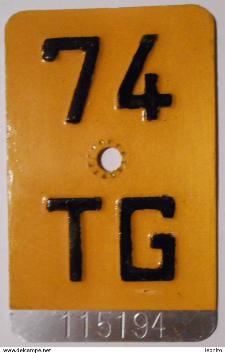Velonummer Mofanummer Thurgau TG 74 - Kennzeichen & Nummernschilder