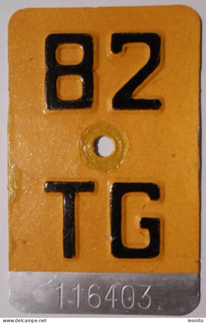 Velonummer Mofanummer Thurgau TG 82 - Number Plates