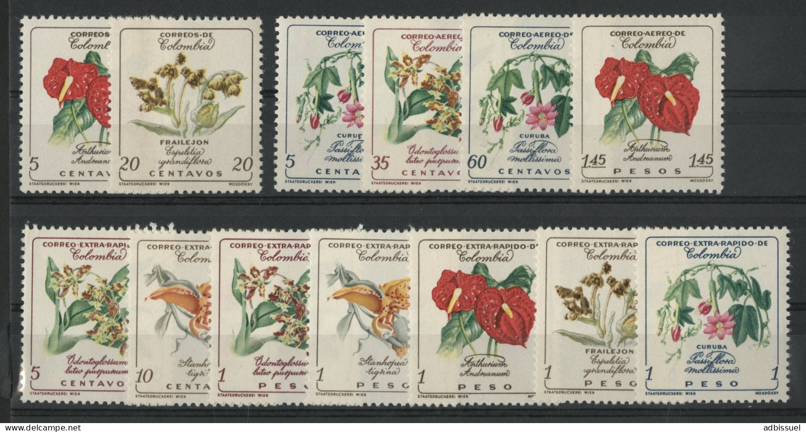 COLOMBIE N° 579 + 580 + PA 351 + 352 + 353 + 354 + 355 à 361 Neufs ** (MNH) FLEURS FLOWERS FLORES Voir Suite. - Kolumbien