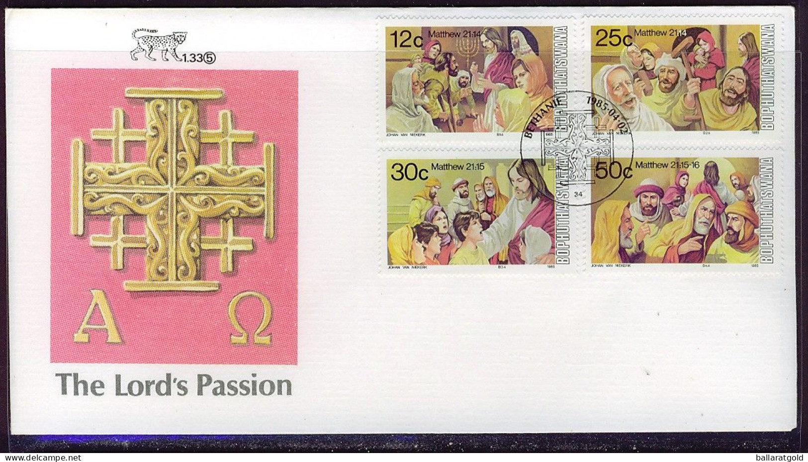 Bophuthatswana 1985 Lord's Passion First Day Cover 1.33 - Bophuthatswana