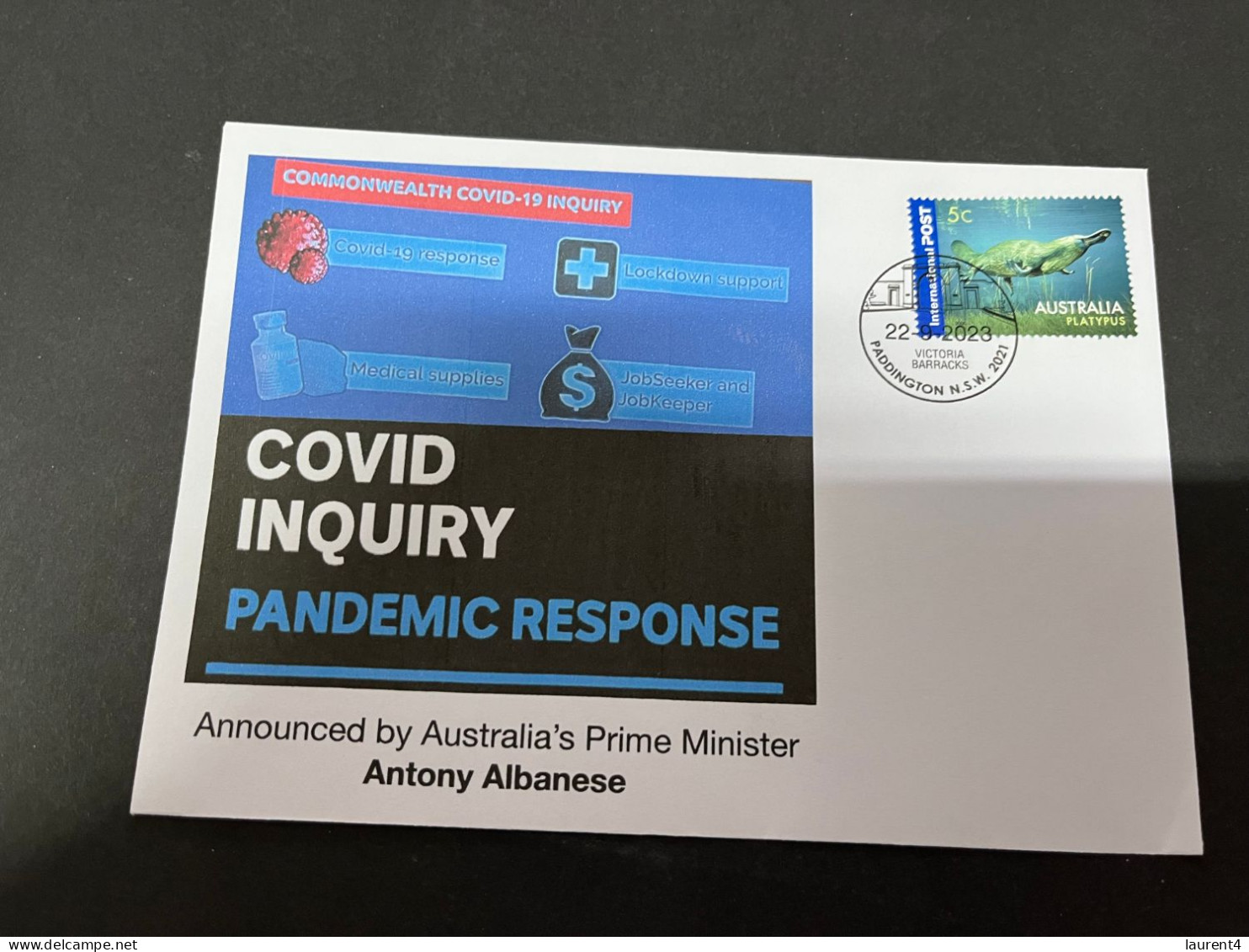 26-9-2023 (2 U 12) Australia Launch Commonwealth COVID Inquiry Pandemic Response (with OZ Stamp) - Maladies