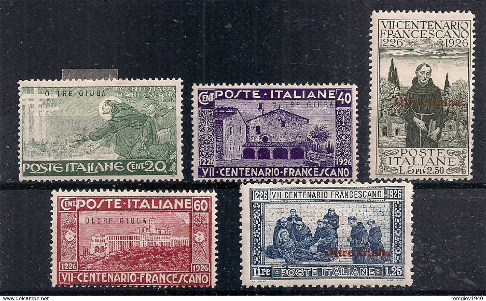COLONIE ITALIANE OLTRE GIUBA 1926  SAN FRANCESCO  SASS. 24-28 MLH VF - Oltre Giuba