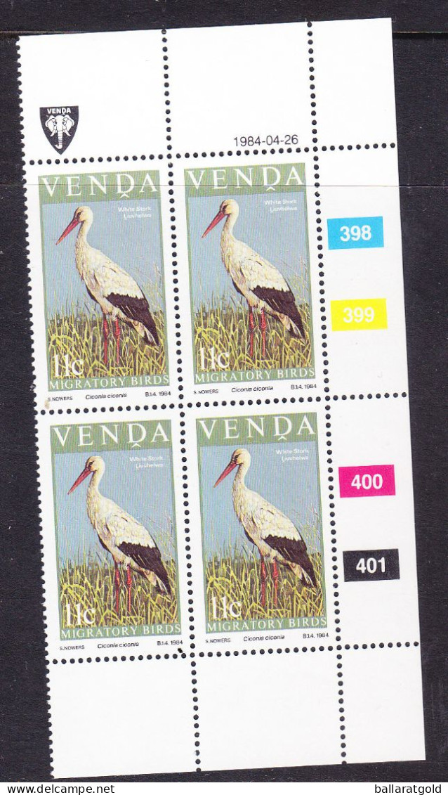 Venda 1984 Migratory Birds Set Plated Blocks 4 MNH - Venda