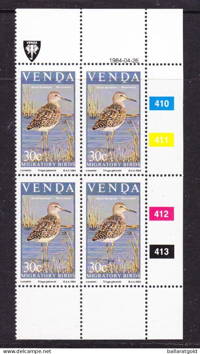 Venda 1984 Migratory Birds Set Plated Blocks 4 MNH - Venda