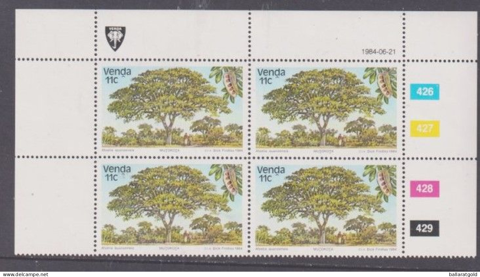 Venda 1984 Trees Plated Blocks 4 MNH - Venda