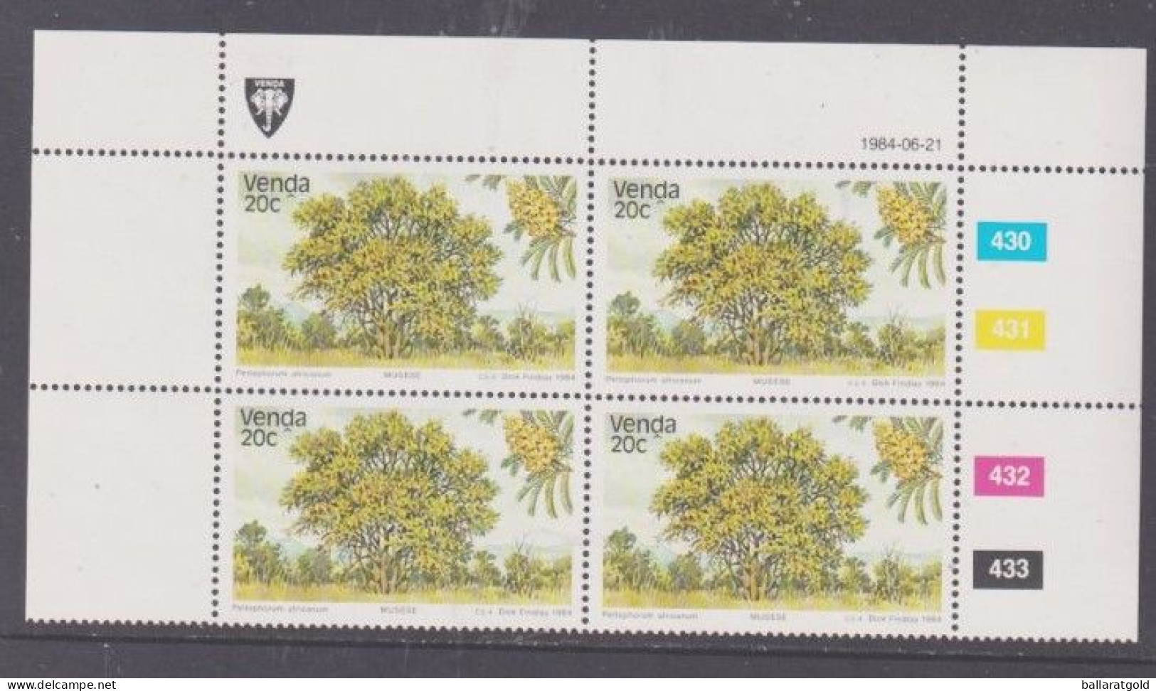 Venda 1984 Trees Plated Blocks 4 MNH - Venda