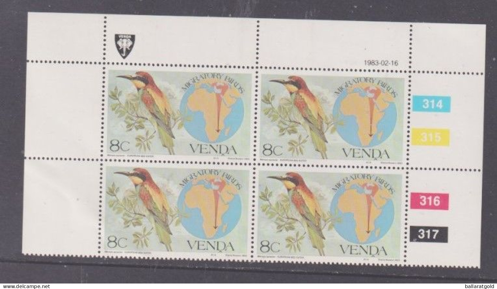 Venda 1983 Migratory Birds Plated Blocks 4 MNH - Venda