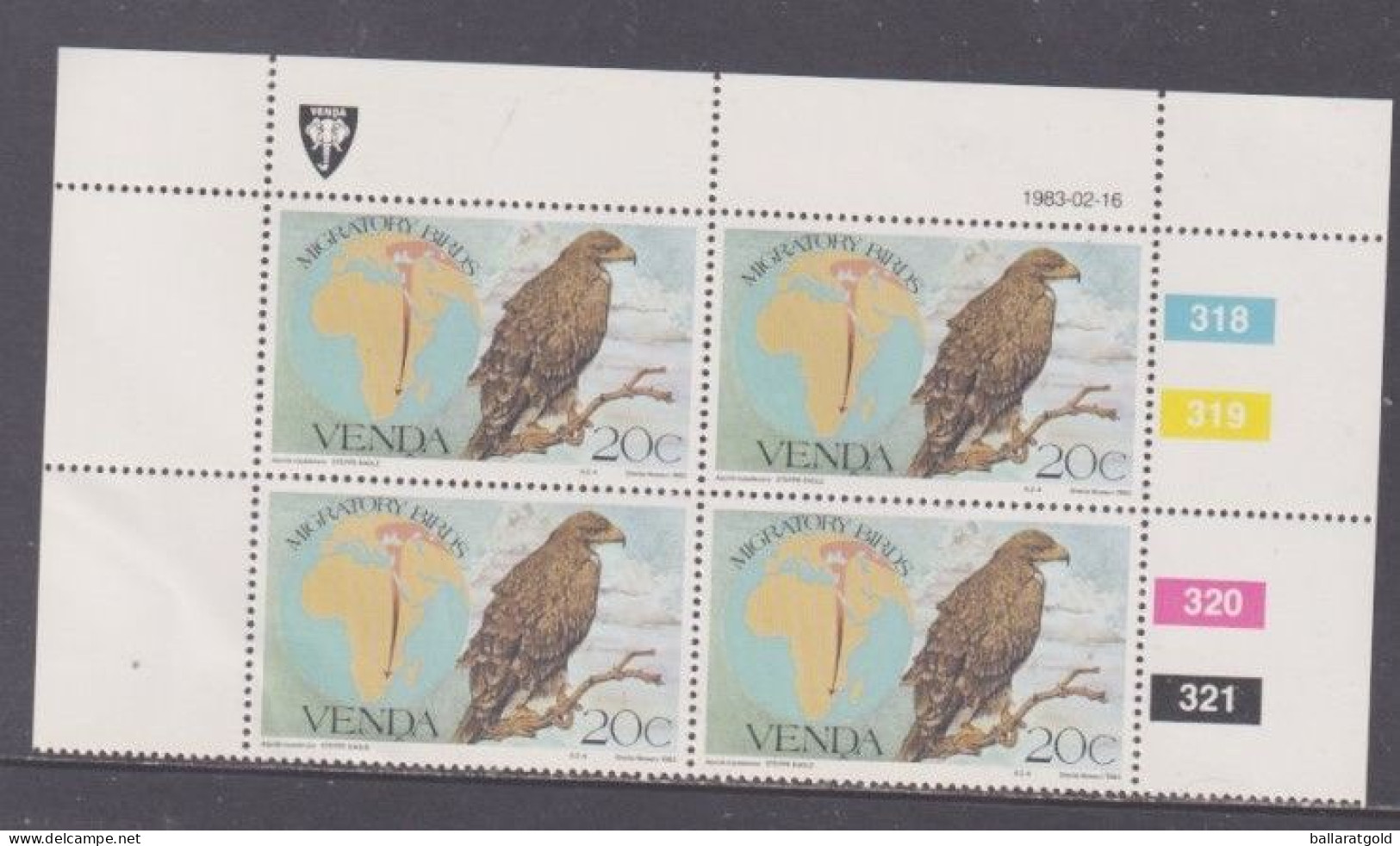 Venda 1983 Migratory Birds Plated Blocks 4 MNH - Venda