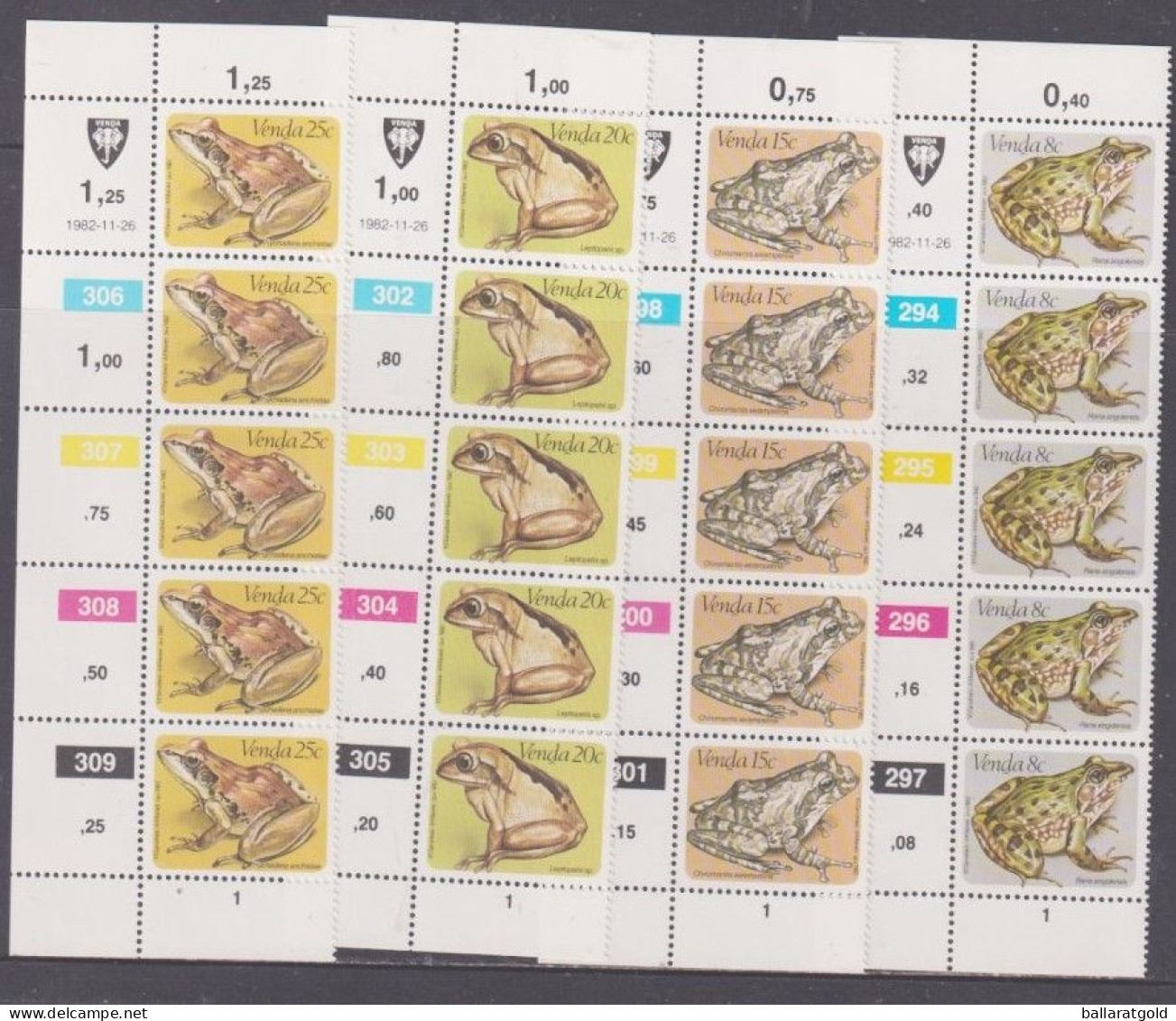 Venda 1982 Frogs Plated Strips MNH - Venda