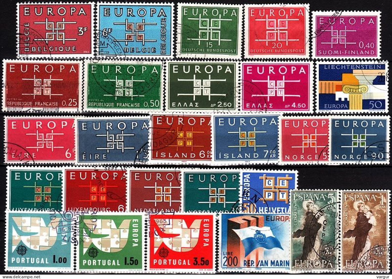 EUROPA CEPT 1963 Collection: 15 Countries, Used - Collections