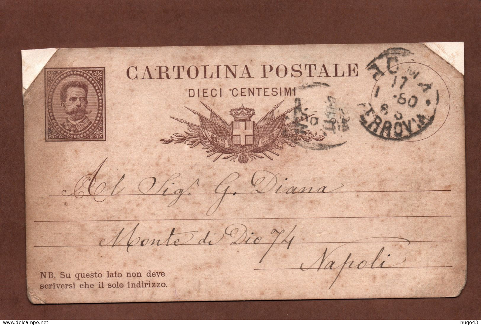 (RECTO / VERSO) ITALIE EN 1880 - ROME - CARTE POSTALE - CACHET FERROVIAIRE - Storia Postale
