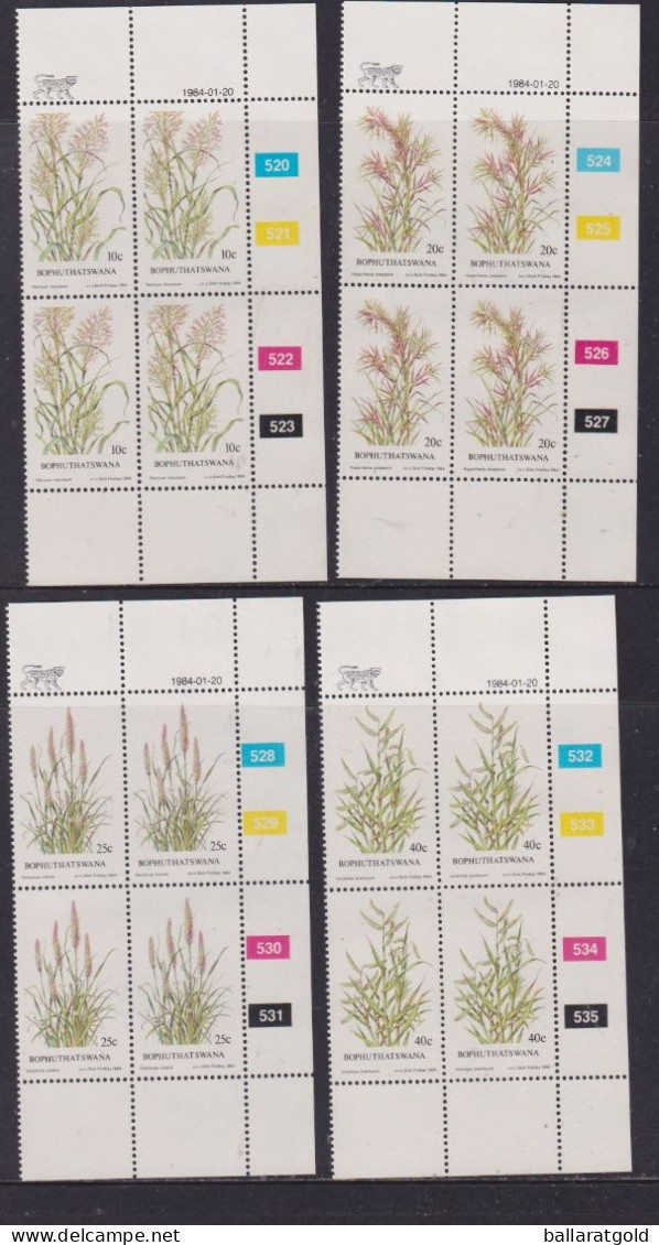 Bophuthatswana 1984 Grasses Plated Blocks 4 MNH - Bofutatsuana