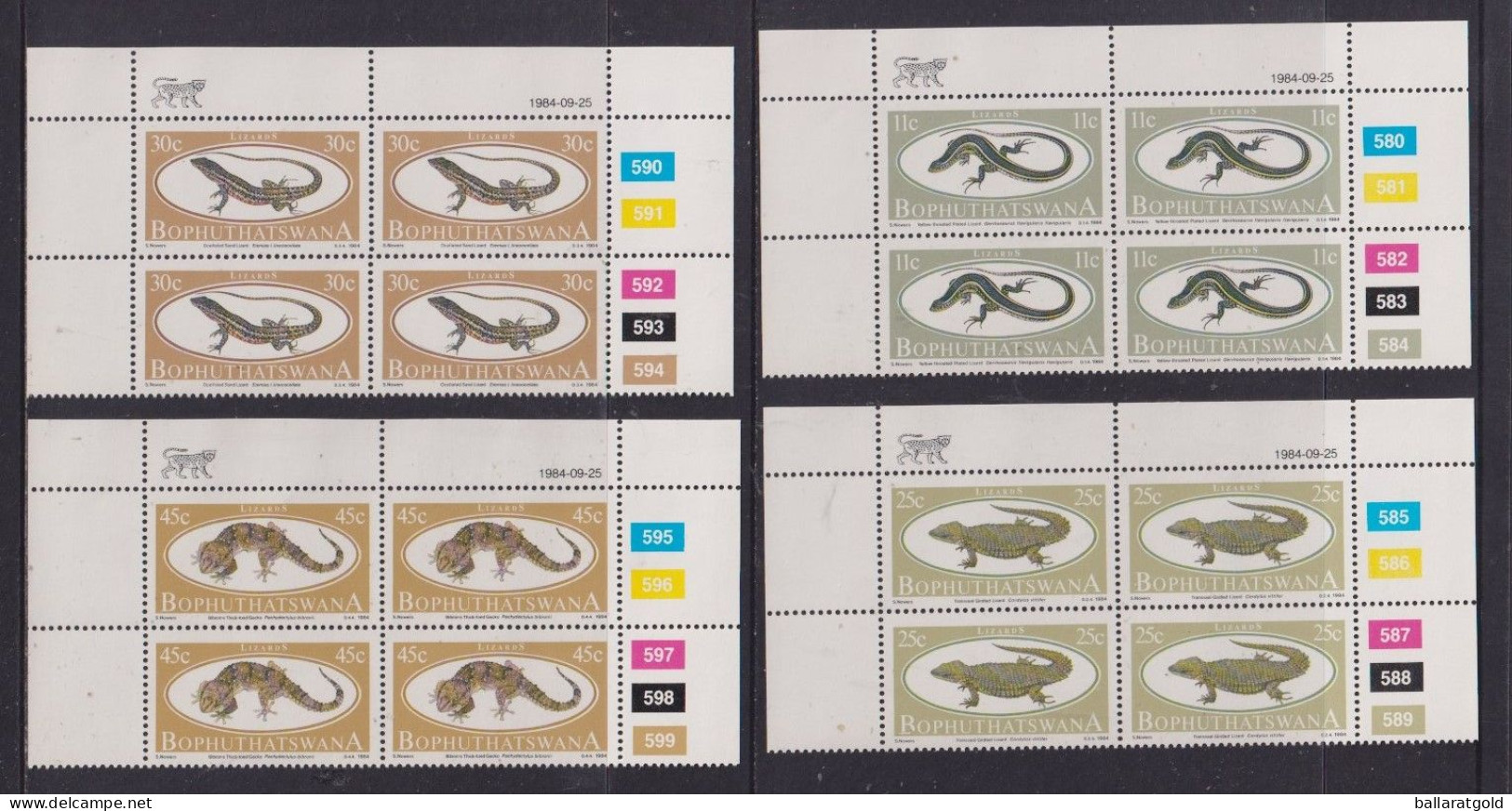 Bophuthatswana 1984 Lizards Plated Blocks 4 MNH - Bophuthatswana