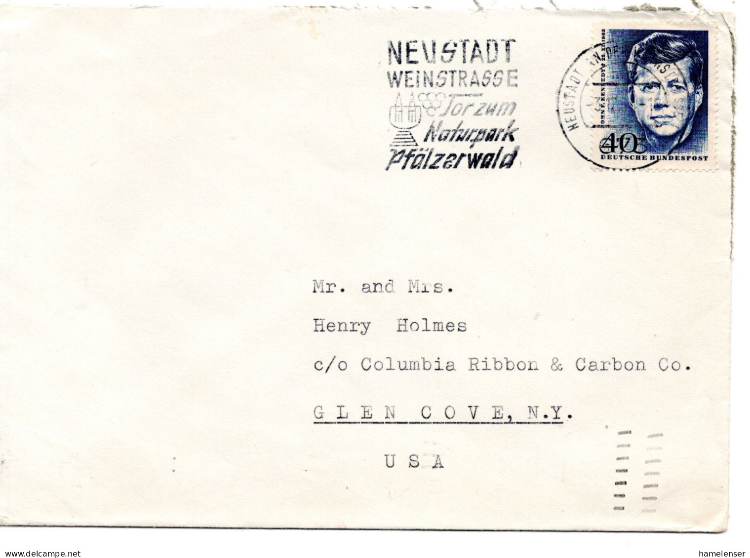 70206 - Bund - 1964 - 40Pfg Kennedy EF A Bf NEUSTADT - ... -> SYOSSET N.Y. -> Glen Cove, NY (USA) - Covers & Documents