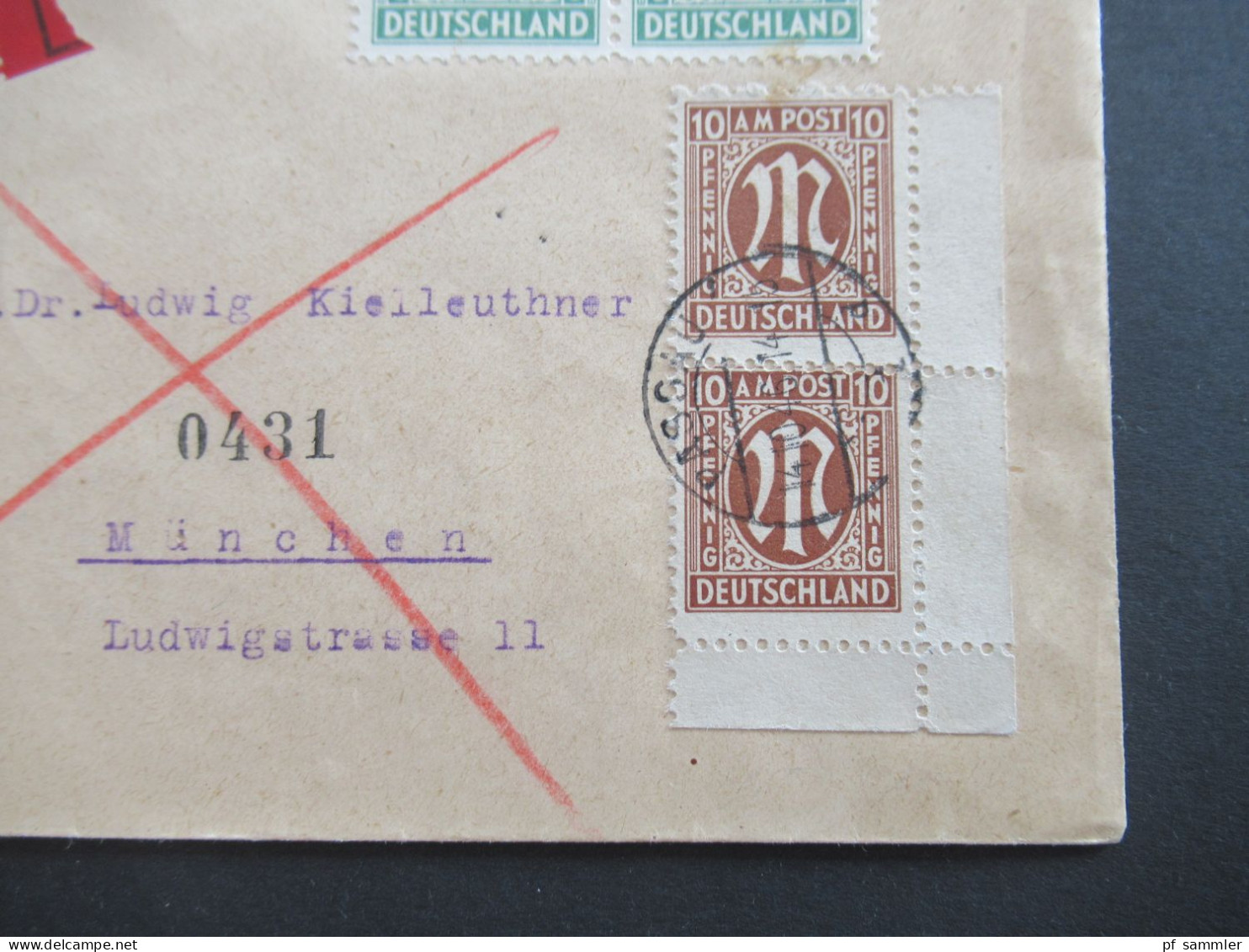 Am Post 14.10.1946 MiF Nr.6 (2) Eckrandstück Und Nr.31 (2) Durch Eilboten / Express Passau - München - Lettres & Documents
