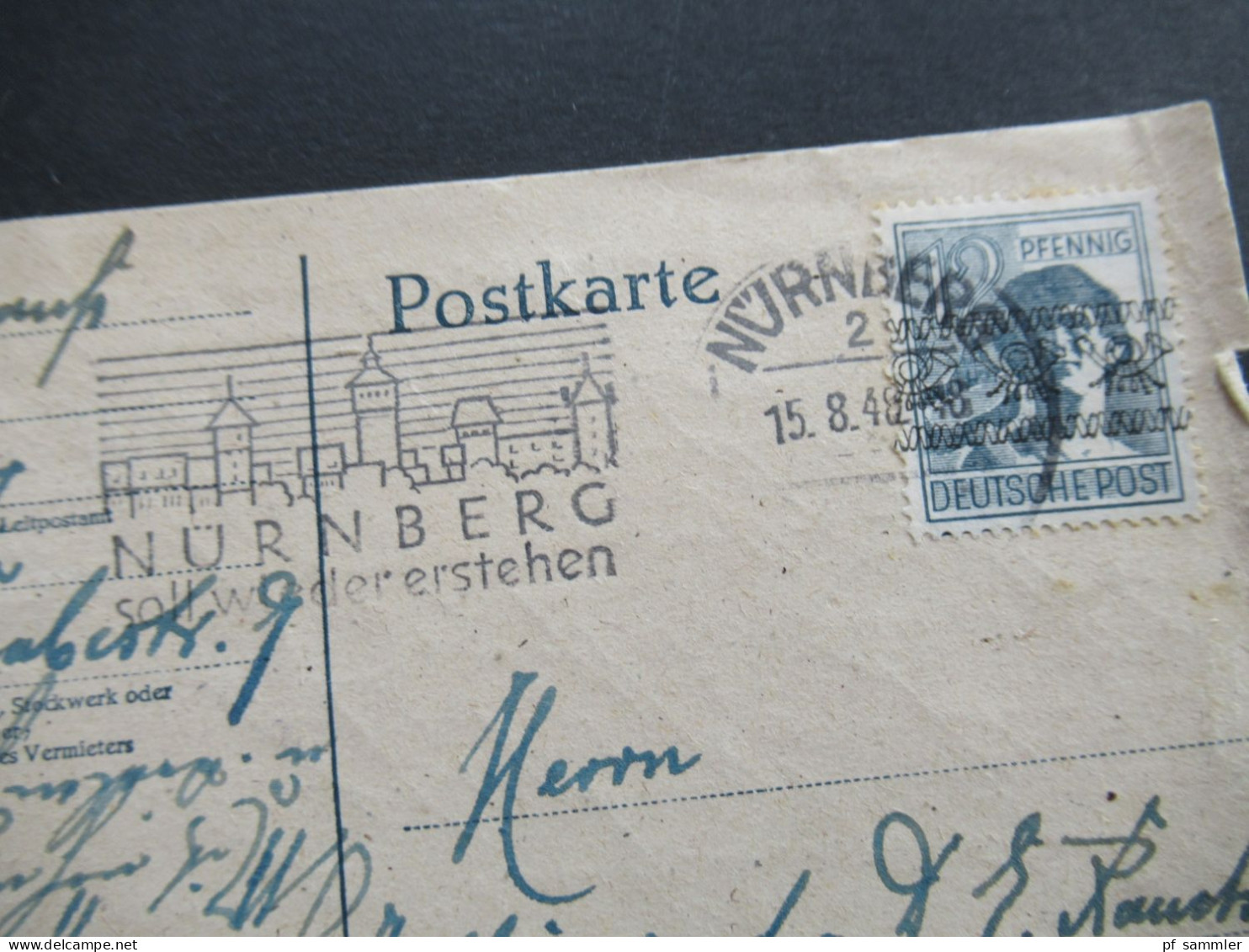 Bandaufdruck 1948 Nr.40 I EF Auf Fern-PK Mit Maschinen Werbestempel Nürnberg Soll Wieder Erstehen - Storia Postale