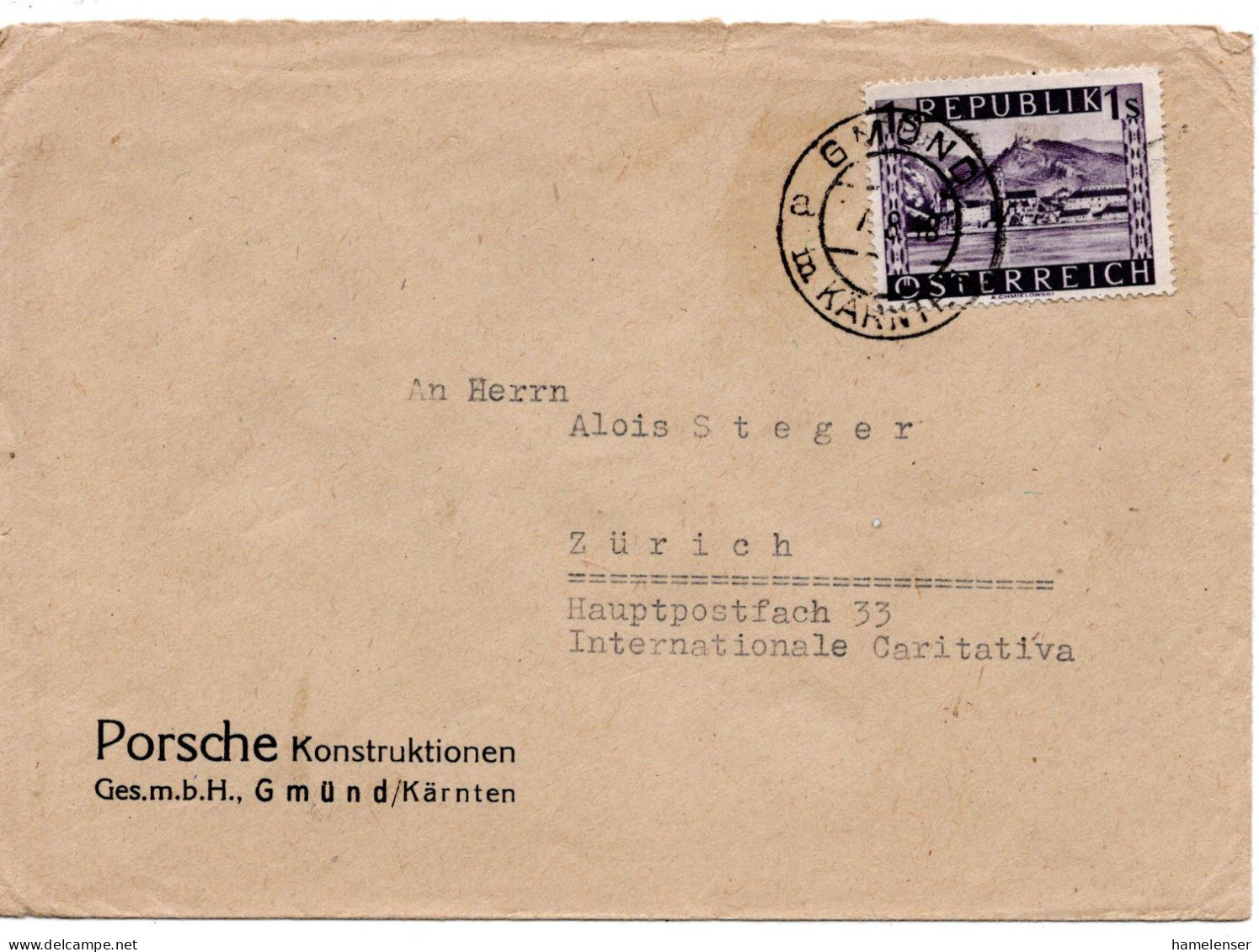70228 - Österreich - 1948 - S1 Landschaften EF A Bf GMUEND -> Schweiz - Briefe U. Dokumente