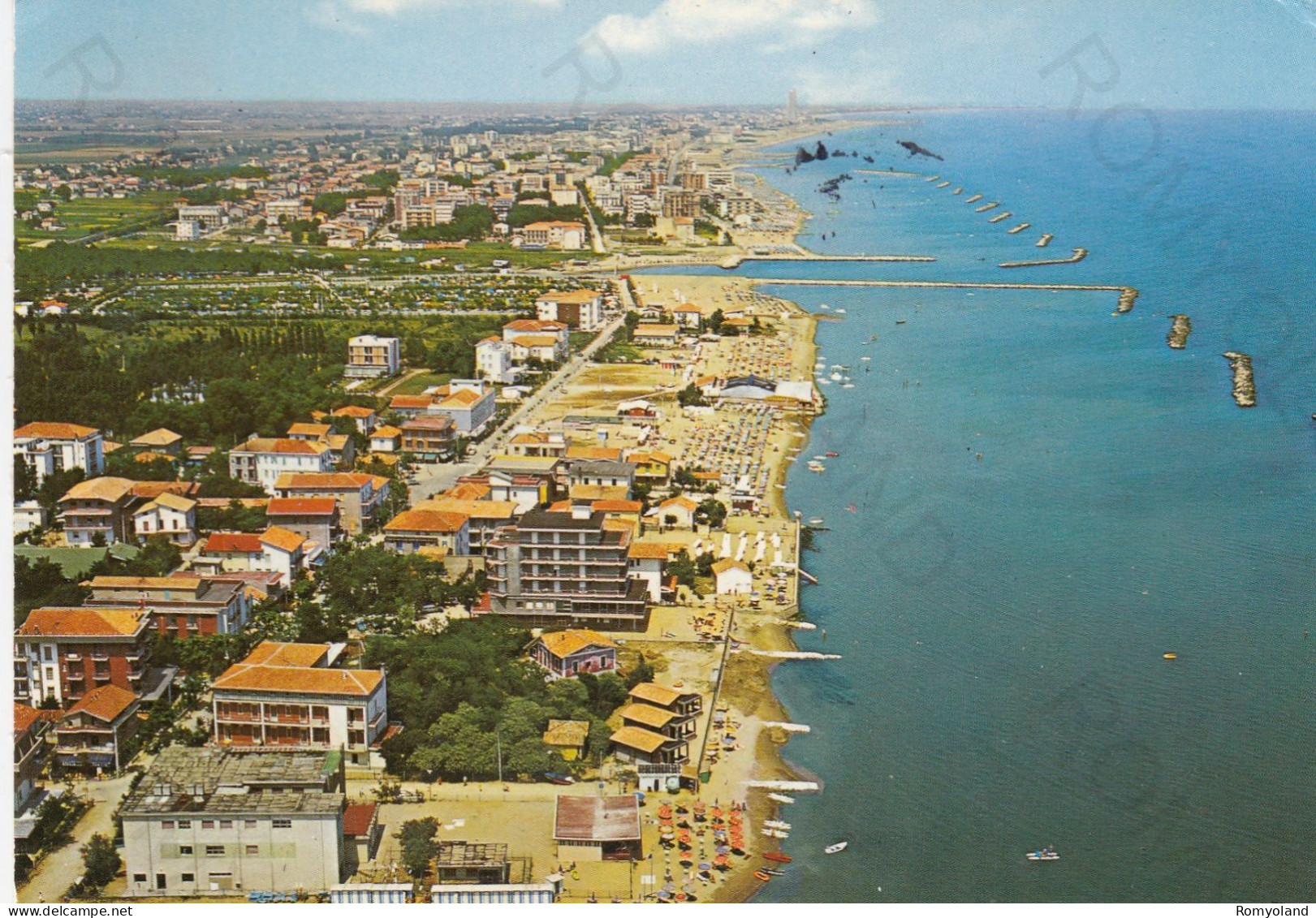 CARTOLINA  S.MAURO MARE,FORLI-CESENA,EMILIA ROMAGNA-VEDUTA AEREA-SPIAGGIA,MARE,VACANZA,BELLA ITALIA,VIAGGIATA 1972 - Cesena