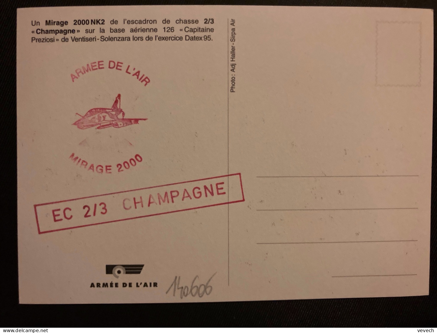 CP MIRAGE 2000 NK2 + EC 2/3 CHAMPAGNE - Military Airmail