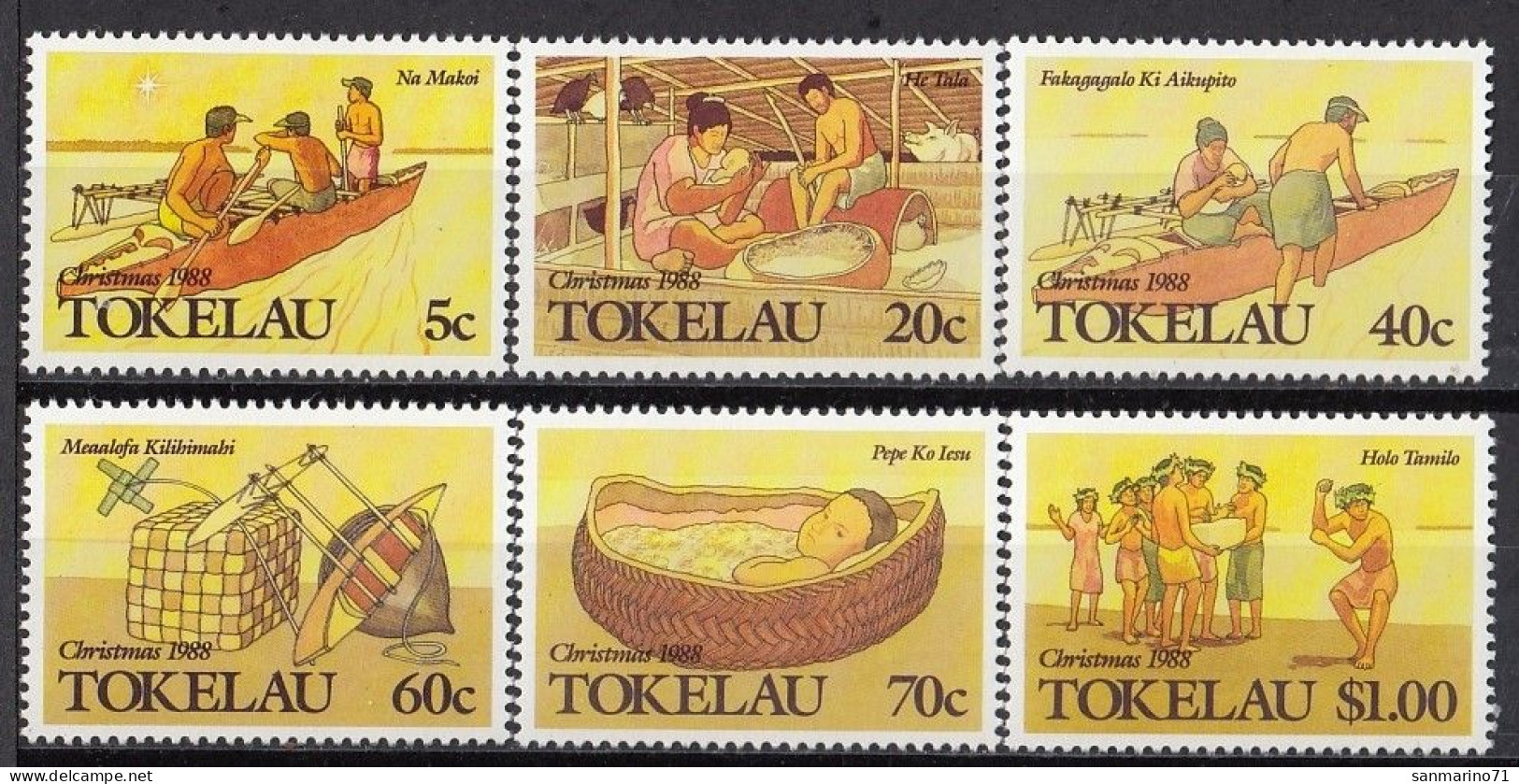 TOKELAU 159-164,unused,Christmas 1988 - Tokelau