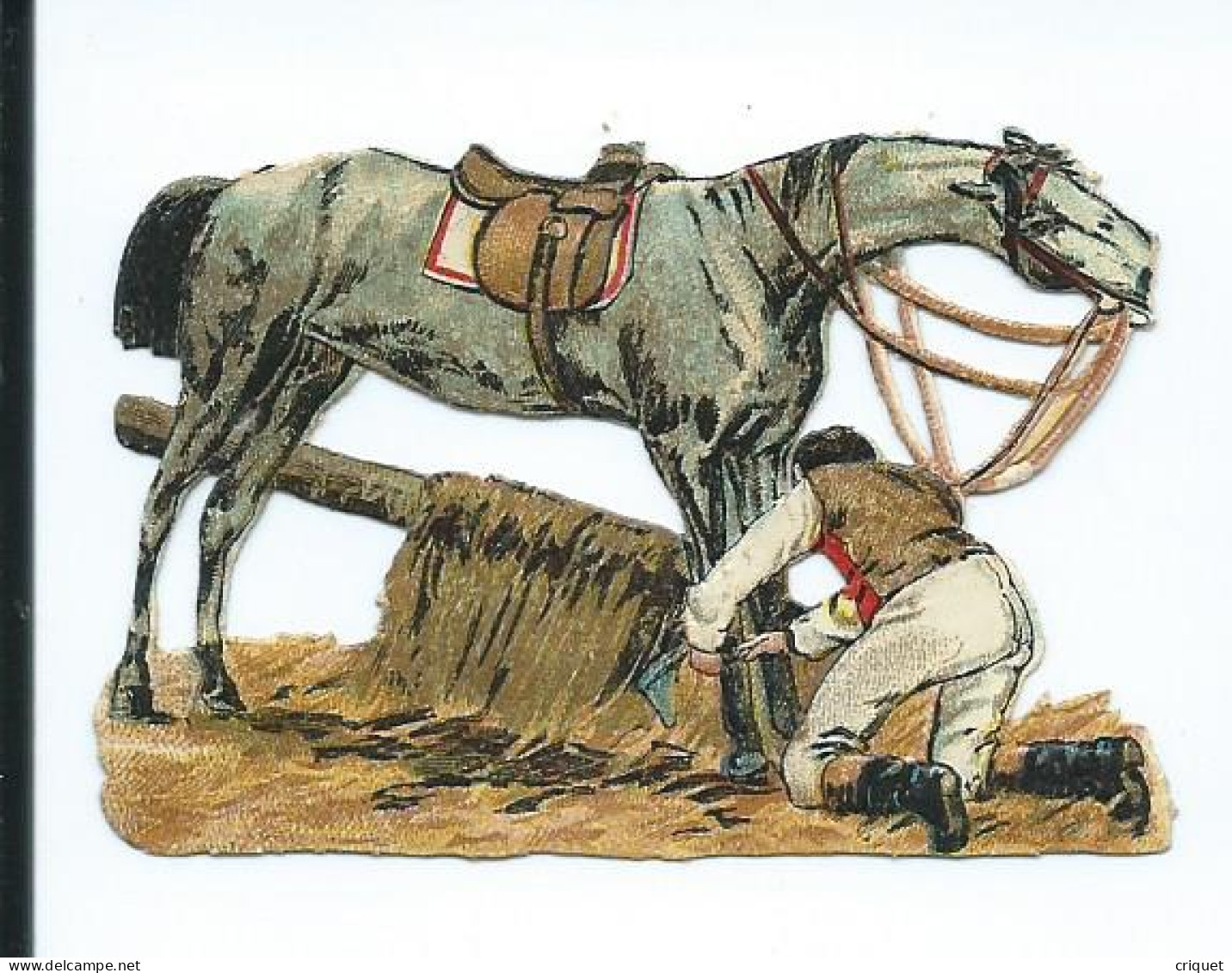 Découpis 6, Jockey Qui Nettoie Les Sabots De Son Cheval, Thème Hippisme, Chevaux ... - Animals