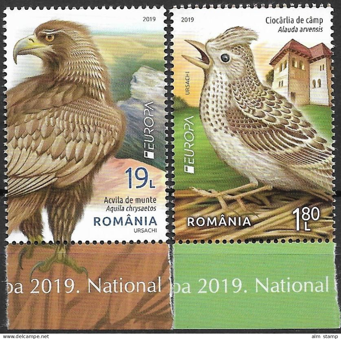 2019  Rumänien   Mi. 7531-2 A  **MNH  EUROPA  -NATIONAL BIRDS - 2019