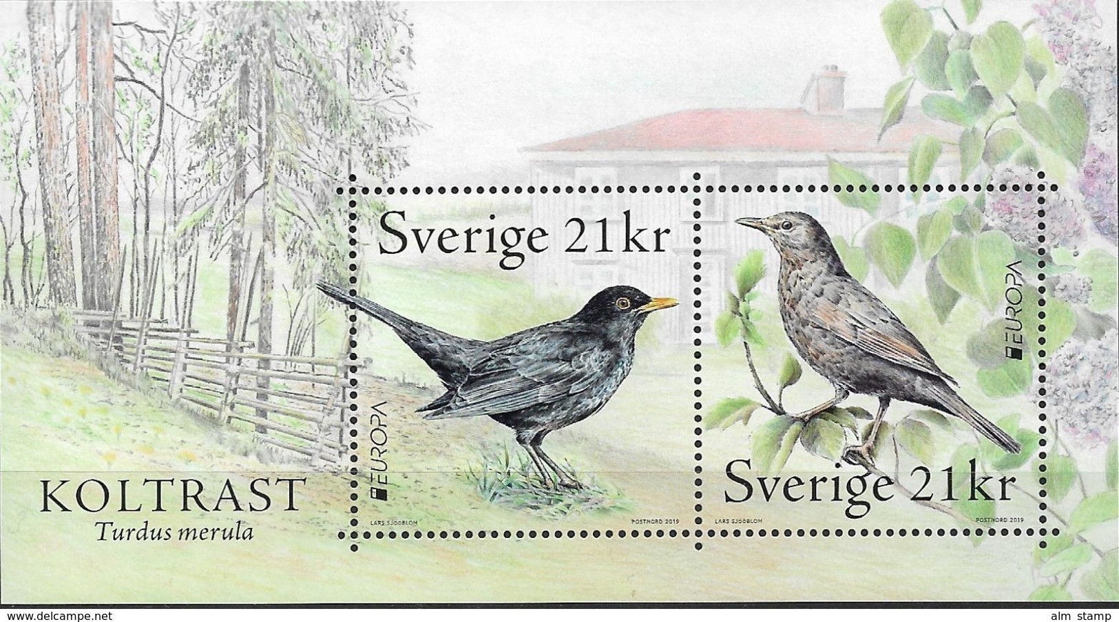 2019   Schweden Mi. Bl. 59 **MNH    EUROPA  -NATIONAL BIRDS - 2019