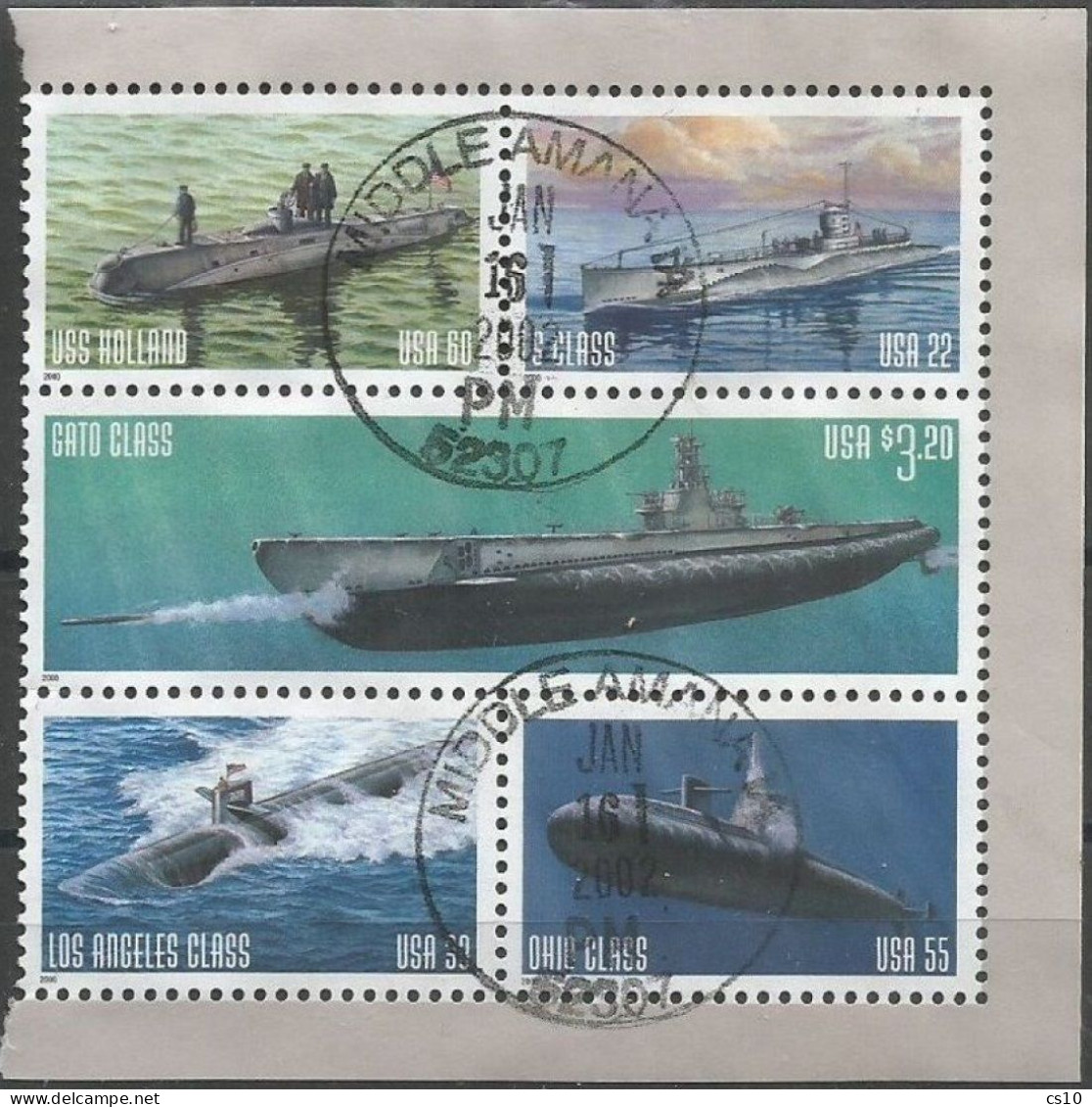 USA 2000 US Navy Submarines SC.# 3373/77 Cpl 5v Set In Booklet Pane VFU Jan2002 Circular PMK !!!!!!!!!!!!!!!!!!!! - 1981-...