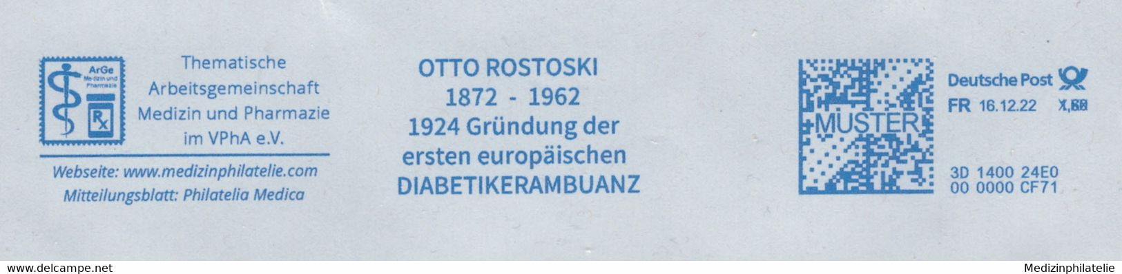 Otto Rostoski Gründer Erste Europäische Diabetiker-Ambulanz - ArGe Medizin & Pharmazie - Muster - Médecine