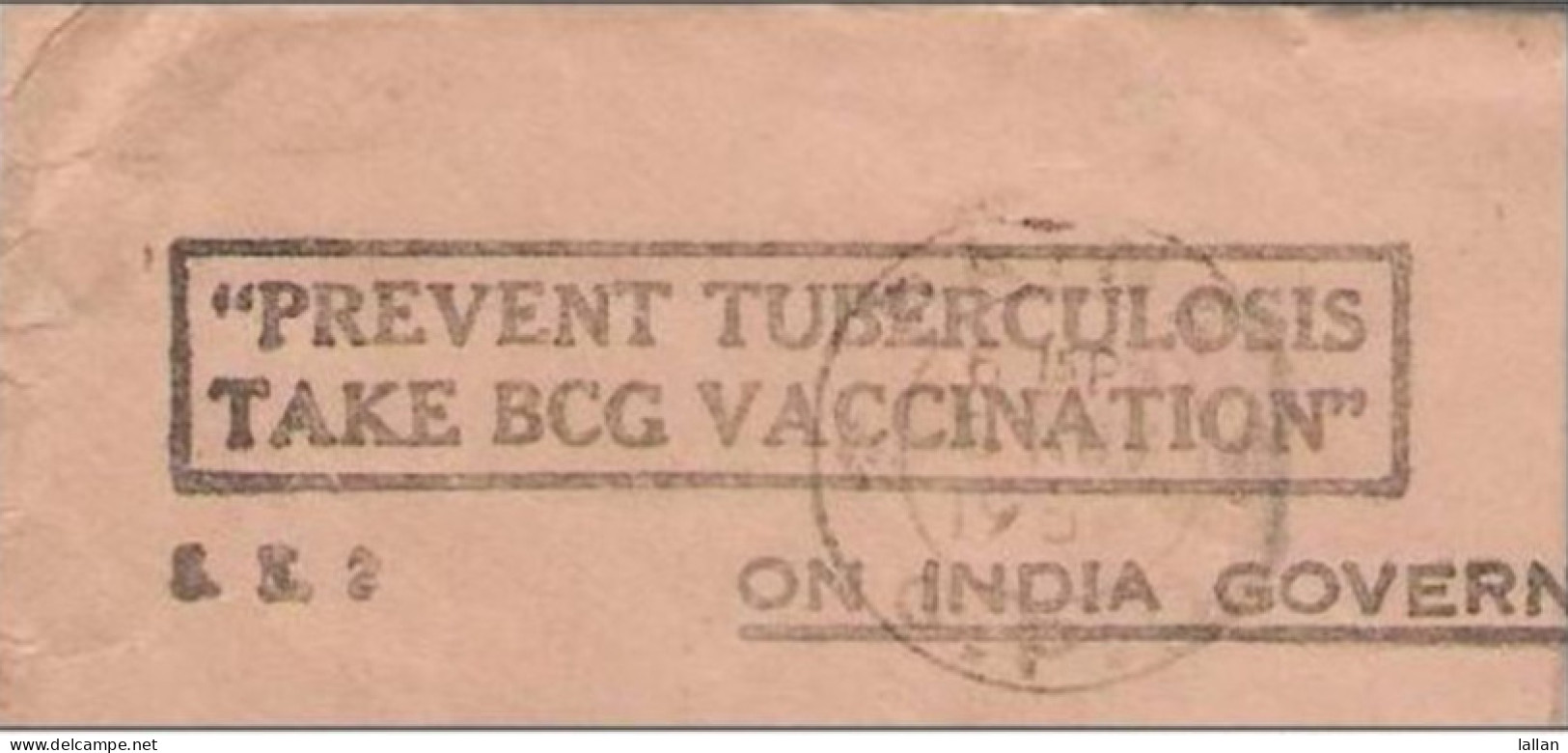 "PREVENT TUBERCULOSIS TAKE BCG VACCINATION"-Slogan In Bold, Govt Of India Envelope Only For Govt. Use,Rare, 1960LPS1 - Maladies