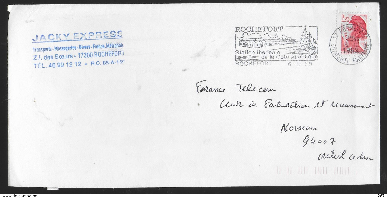 FRANCE  Lettre 1989 Rochefort Station Thermale Bateaux - Kuurwezen