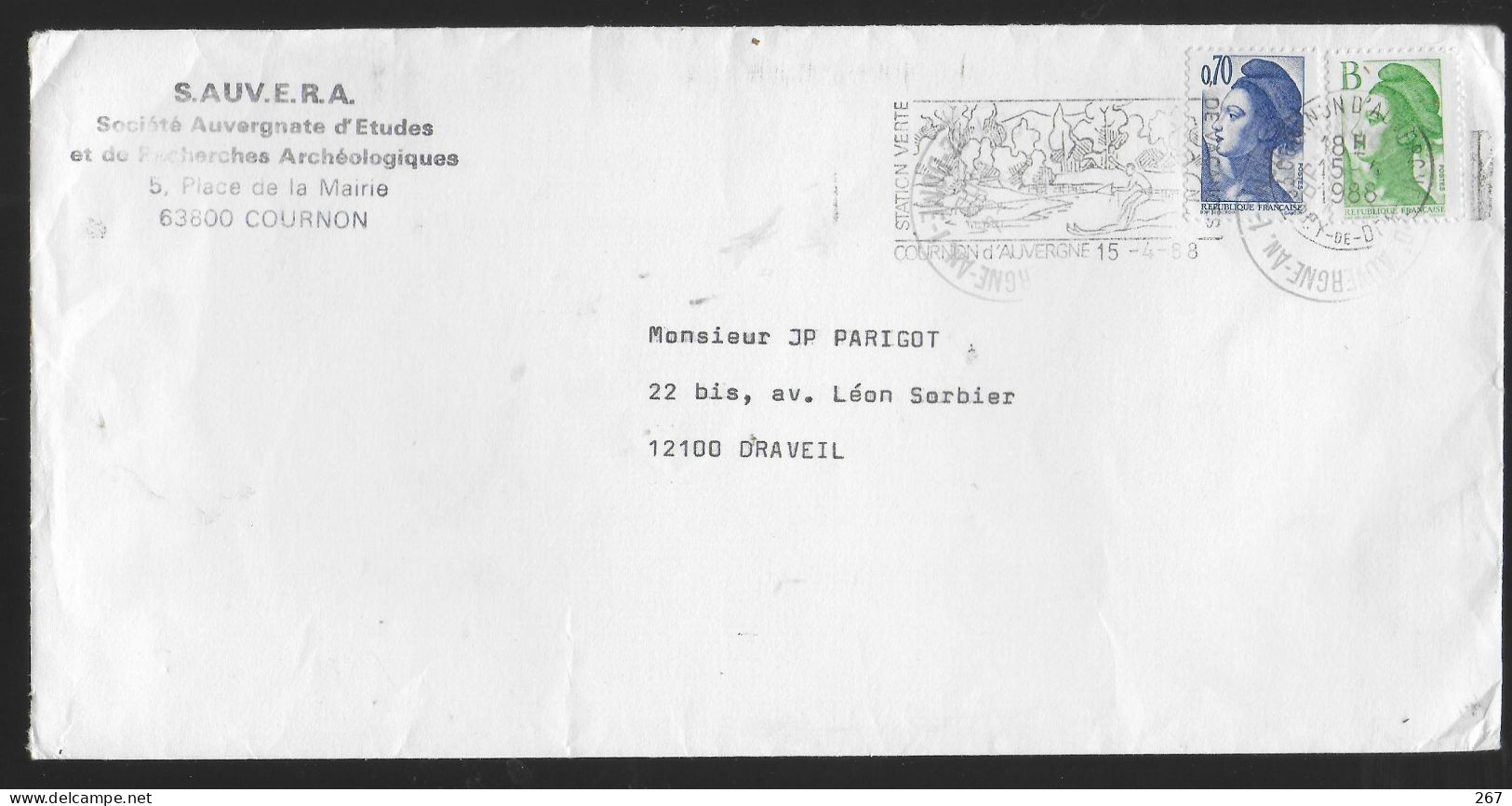 FRANCE  Lettre 1988 Cournon D Auvergne Ski Nautique - Sci Nautico