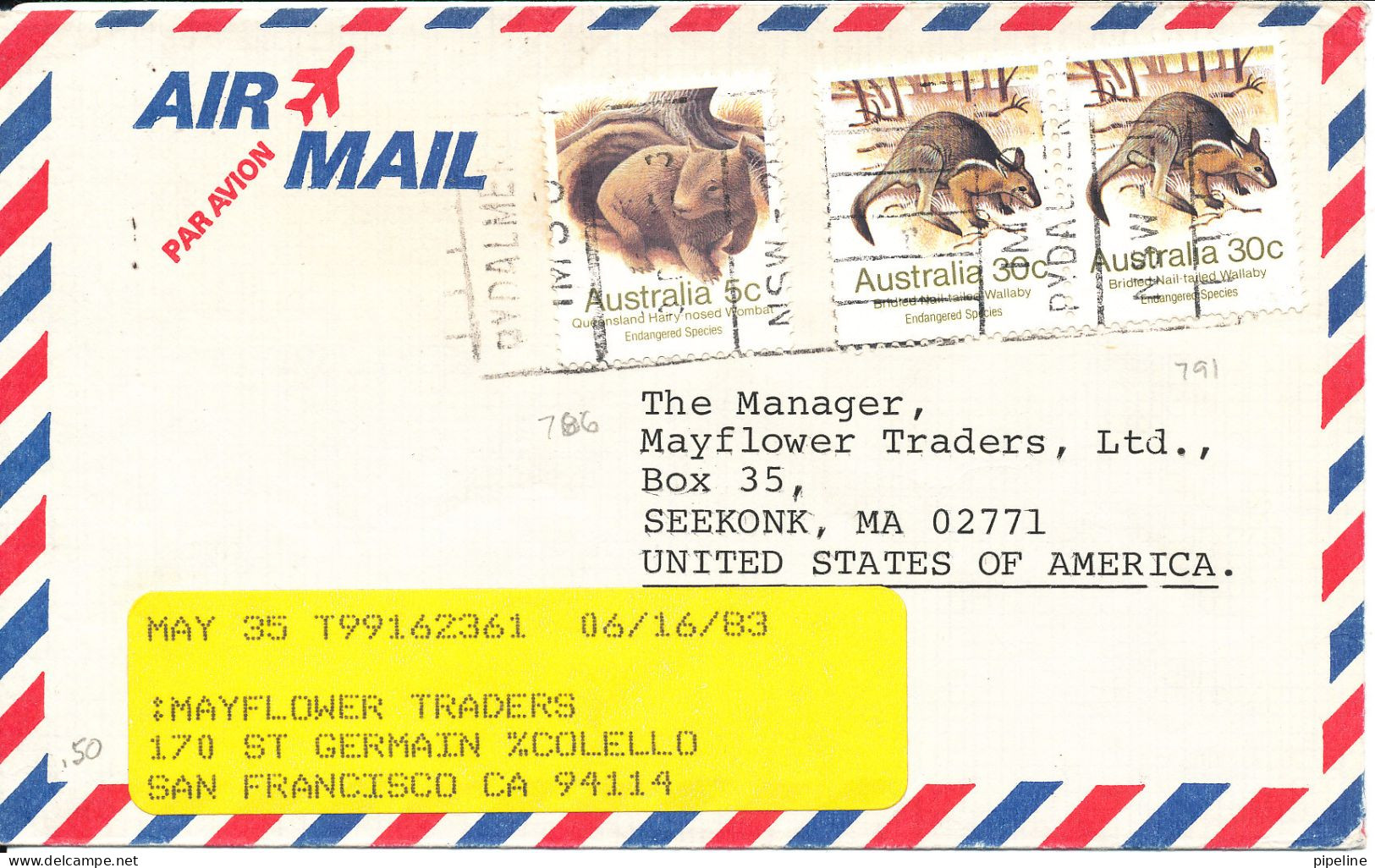 Australia Air Mail Cover Sent To USA Rydalmere NSW 1983 - Covers & Documents