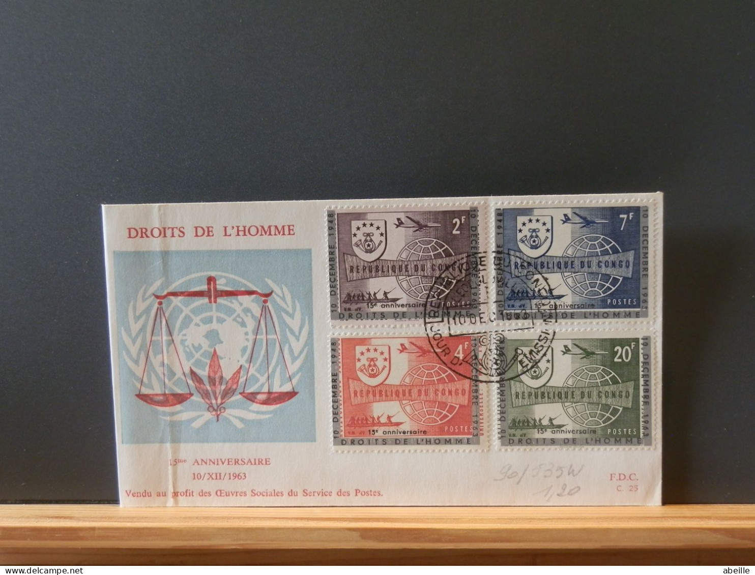 90/535W FDC  CONGO 1963  PLI - Storia Postale