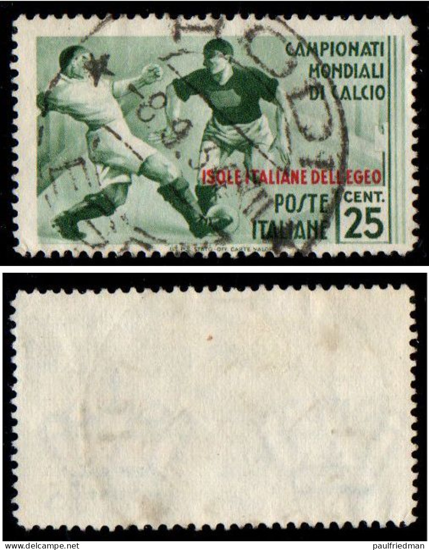 Egeo 1934 - Campionati Mondiali Di Calcio - PO 25 Cent. - Usato - Ägäis