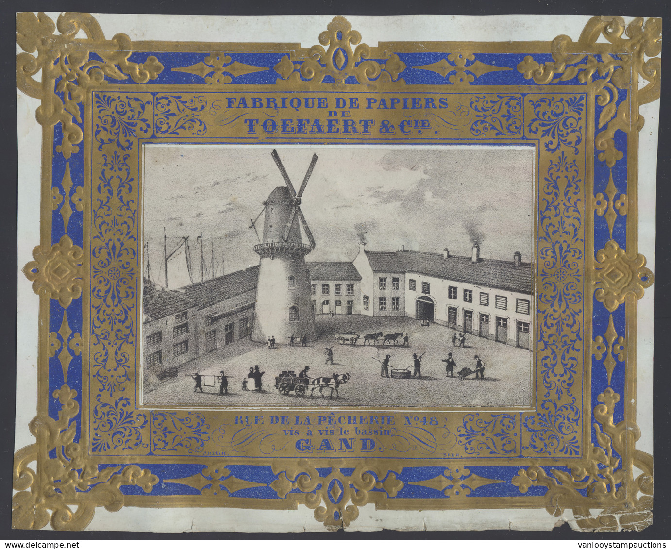 Gent, Fabrique De Papiers De Toefaert &Cie, Rue De La Pêcherie N° 48, Vis-à-vis Le Bassin, 21 X 17 Cm (1 Stuk) - Other & Unclassified