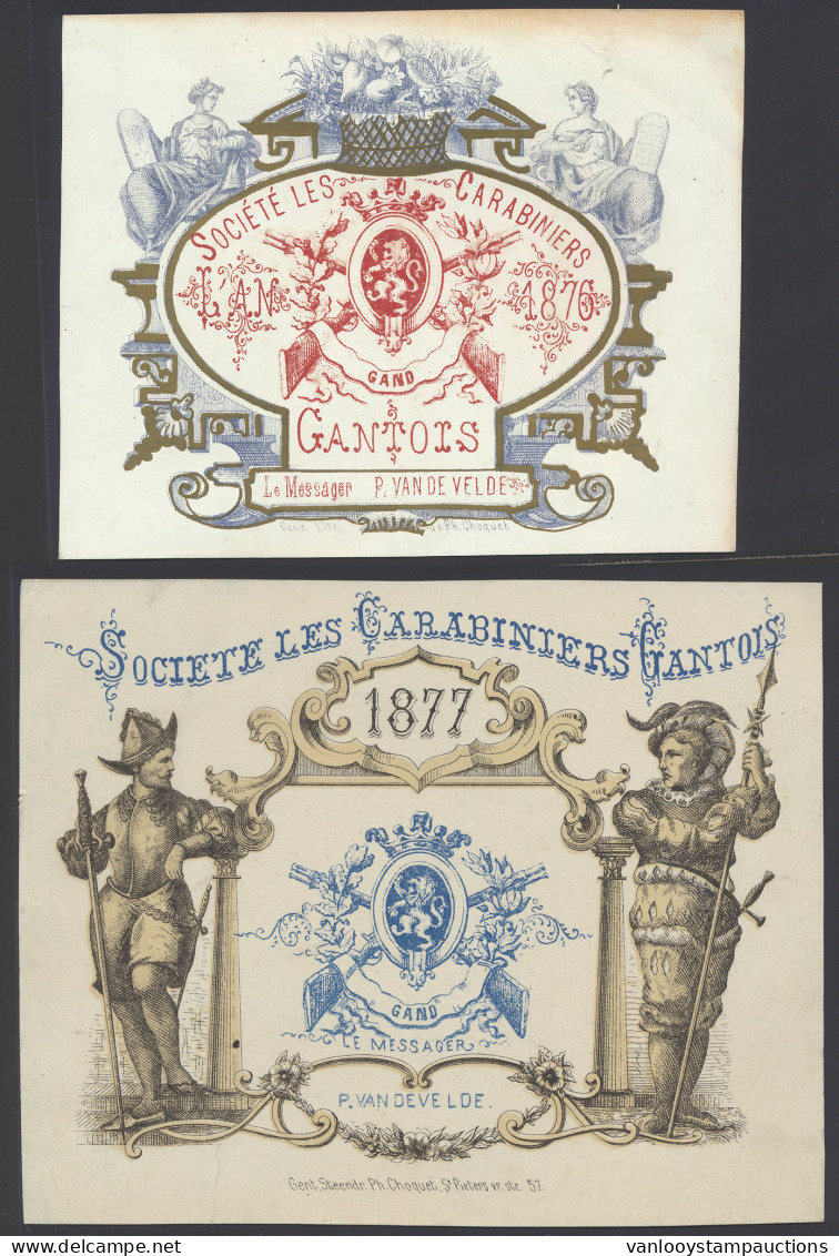 Gent, Nieuwjaarswensen 1875, 1876 En 1877, Société Le Carabiniers Gantois, Alle Ongeveer Tussen 15 X 11 Cm En 17 X 14 Cm - Autres & Non Classés