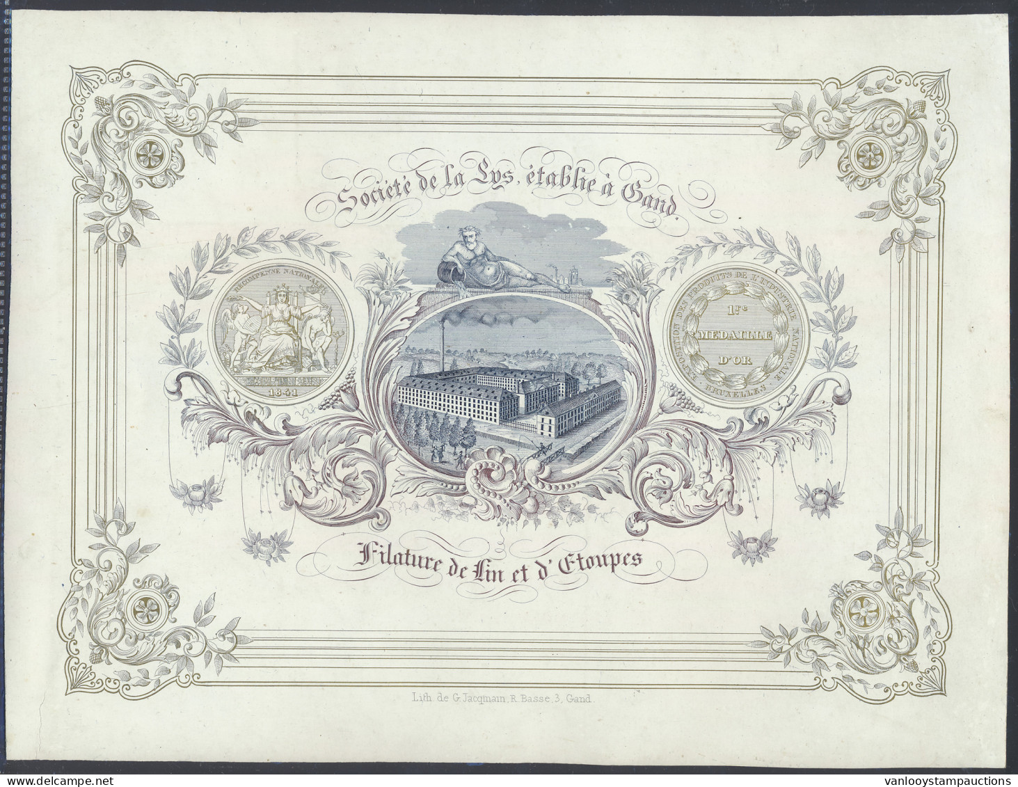 Gent, Société De Lys, établie à Gand, Filature De Fin DEtampes, 26 X 19,50 Cm (1 Stuk) - Other & Unclassified